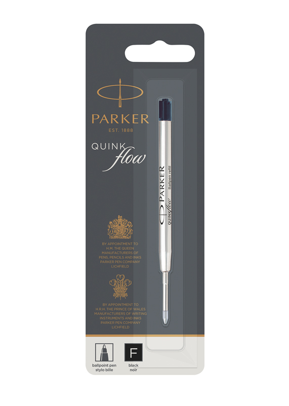 Parker QUINKflow Premium Kugelschreibermine | Strichstärke F | Schreibfarbe Schwarz | im 1er Blister