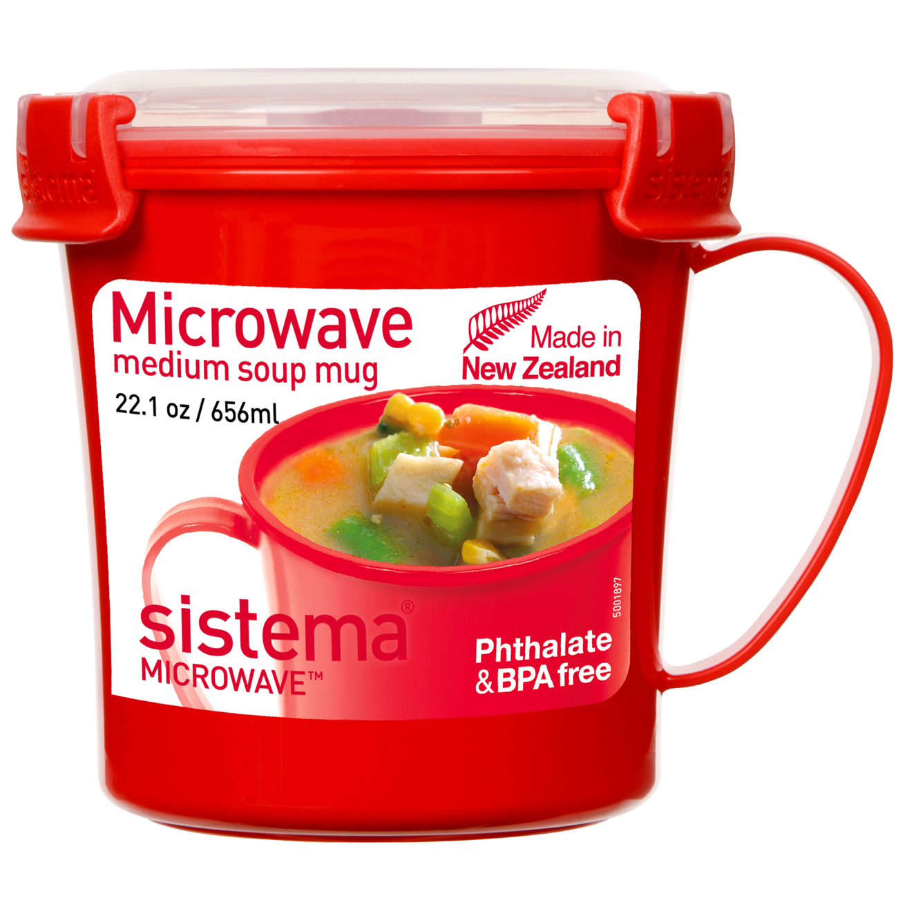 sistema | Mikrowellen-Suppentasse mit Ventil | 656 ml | rot