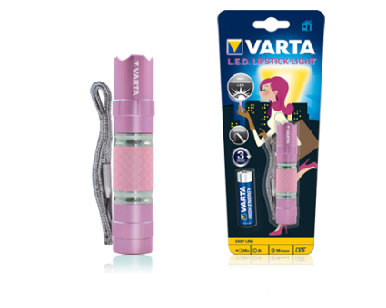 Varta LED Lipstick Light - Hand-Blinklicht - Pink od. Türkis - Aluminium - LED - 1 Lampen - 0,5 W