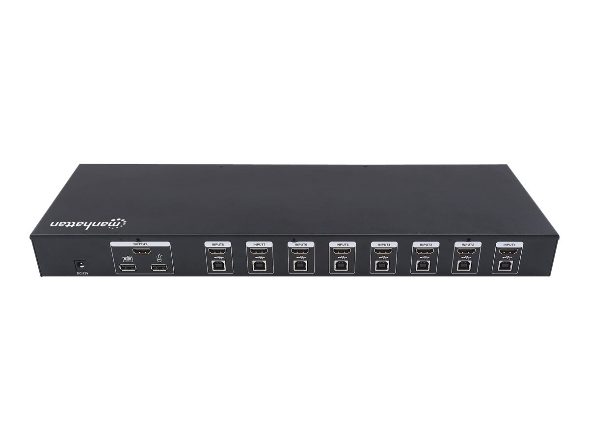 Manhattan 8-Port HDMI KVM Switch, Eight HDMI and Eight USB-B Ports, Full HD, set of eight HDMI-to-USB cables included (With Euro 2-pin plug)