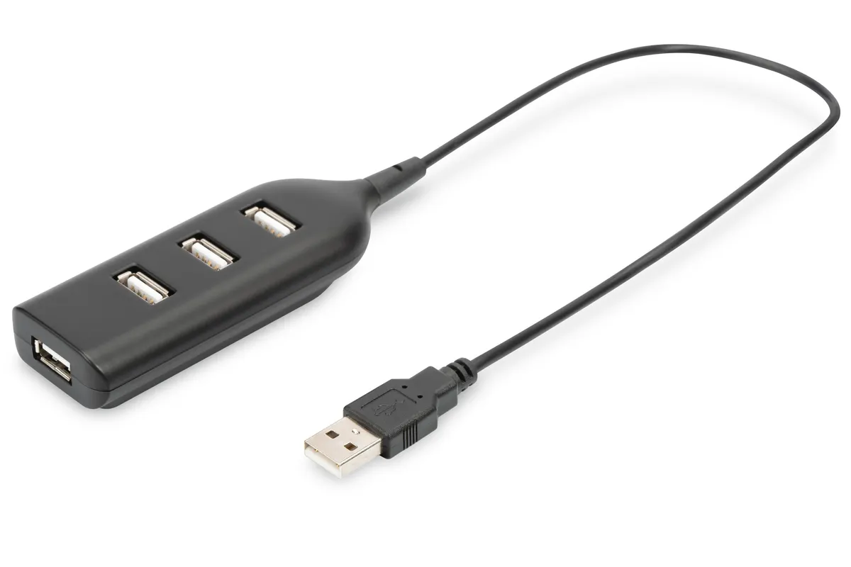 Slim Spider USB-Hub | 4-Port USB 2.0 | 480 Mbit/s | 1 m Kabel | Schwarz