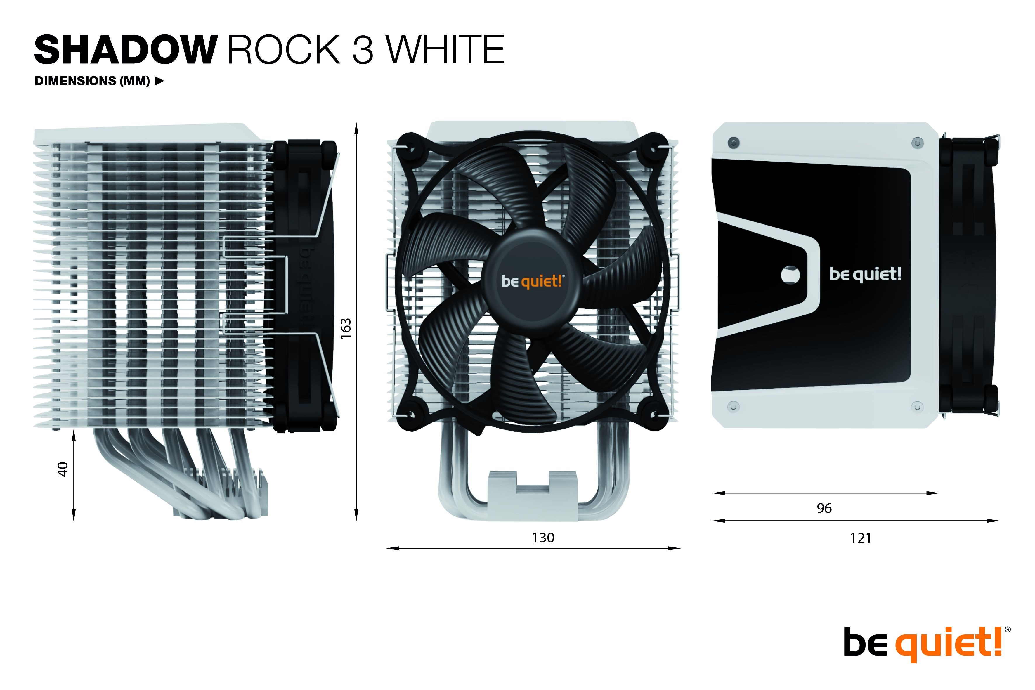 Be Quiet! Shadow Rock 3 - Prozessor-Luftkühler - (für: AM3, LGA1155, AM3+, LGA1150, LGA1151, LGA2011 (Square ILM)