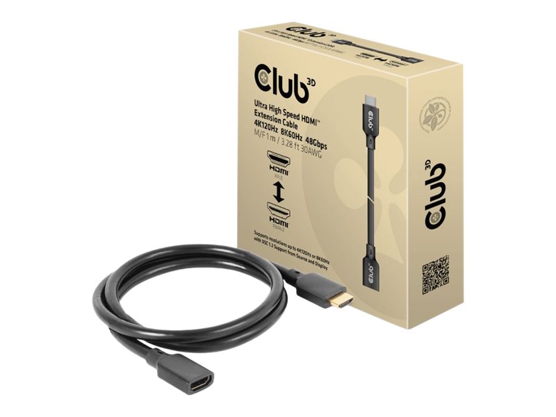 Club3D HDMI-Kabel 2.1 UHD-Verlängerungskabel 1 Meter St/Bu retail