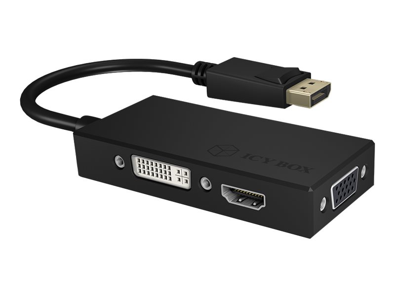 ICY BOX | DisplayPort™ zu HDMI / DVI-D / VGA Grafikadapter | black
