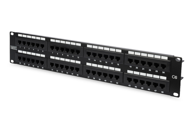 Patchpanel 2HE 48-Port Cat6 ungeschirmt schwarz