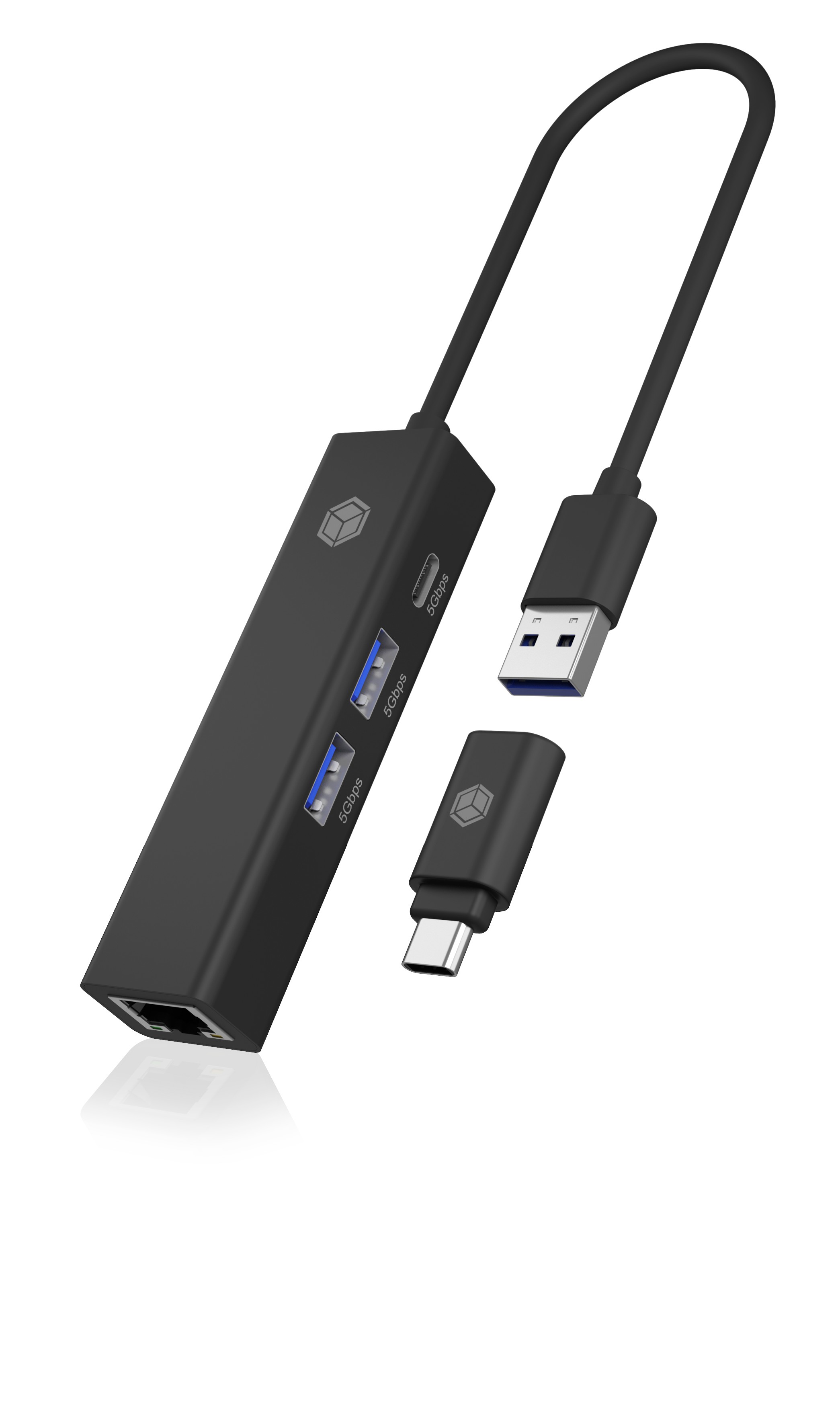 Adapter IcyBox USB3.2 Gen1 Hub & Gigabit LAN 4-in-1 retail