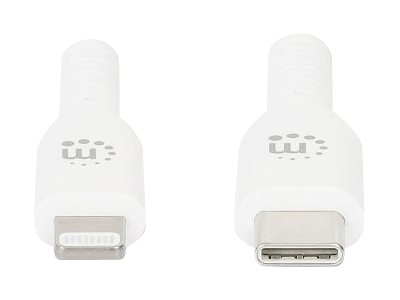 Manhattan Lightning-Kabel - USB-C männlich zu Lightning männlich - 2 m - Doppelisolierung - weiß - geschirmt, geformt, USB-Stromversorgung (18 W)