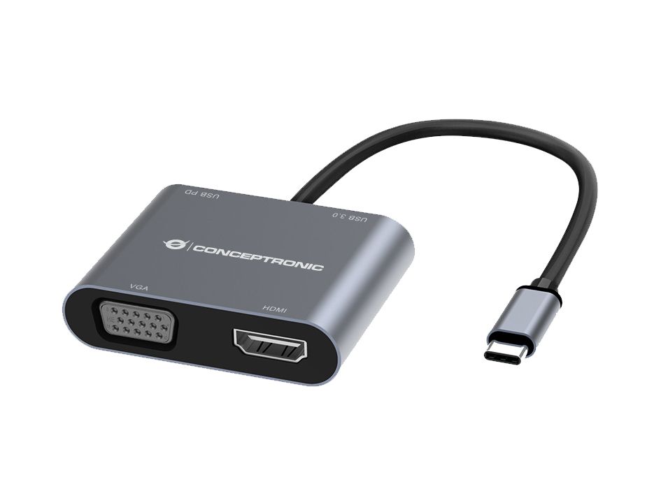 CONCEPTRONIC Dock USB-C ->HDMI,VGA,USB3.0,100WPD   0.15m gr