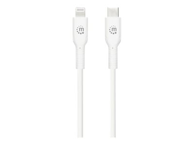 Manhattan Lightning-Kabel - USB-C männlich zu Lightning männlich - 1 m - Doppelisolierung - weiß - geschirmt, geformt, USB-Stromversorgung (18 W)