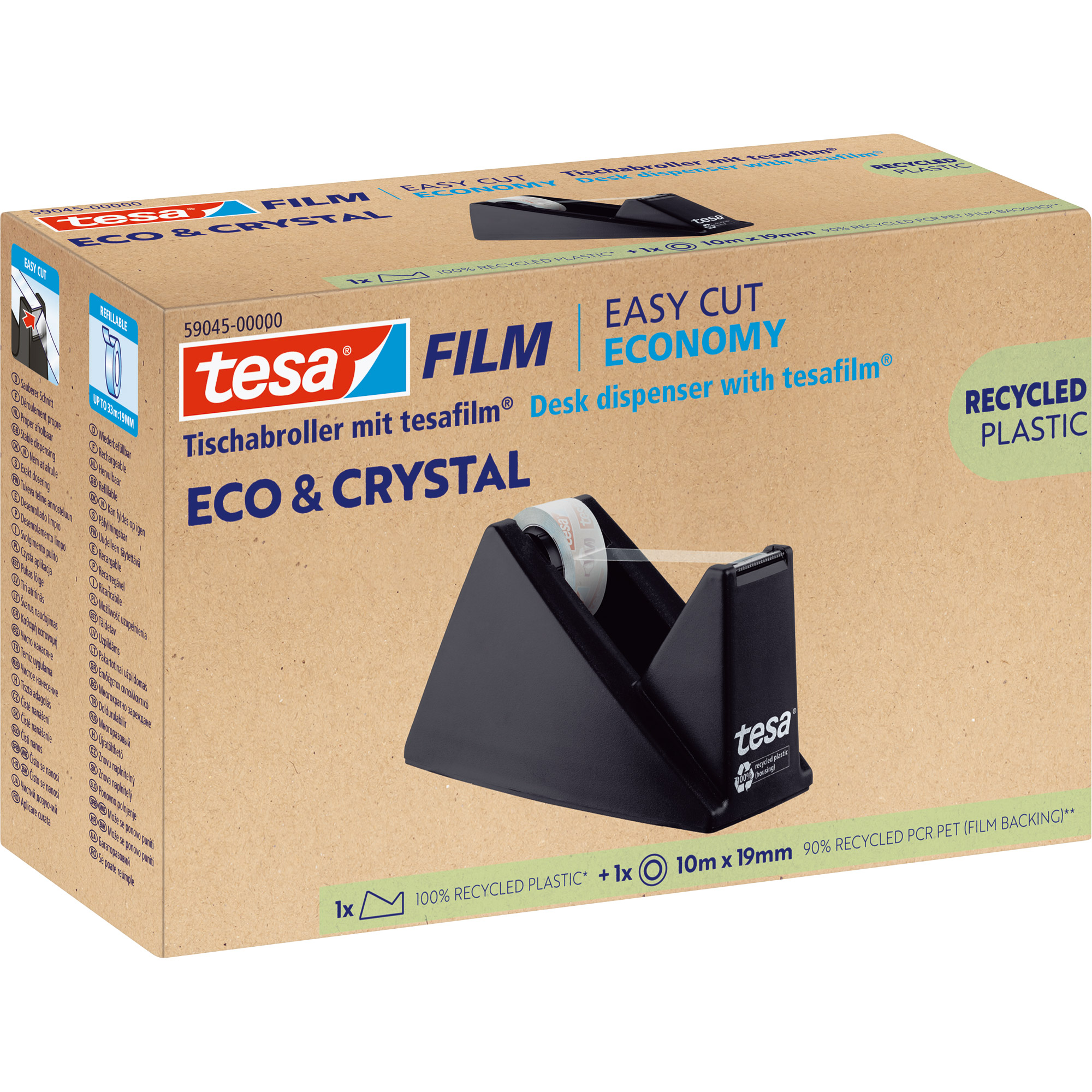 tesa ECO & CRYSTAL, 1 Rolle 10mX19mm Blister,mit  Abroller