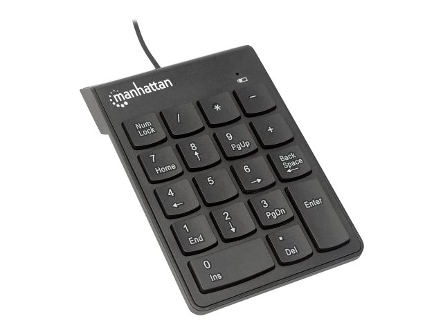 IC Intracom Manhattan Numeric Keypad, Wired, USB, Windows or Mac, 18 full size keys, Black, Blister