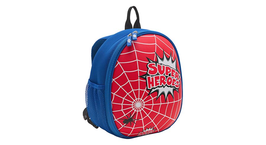 Kinder-Rucksack Spider – Netztaschen innen und außen – rot