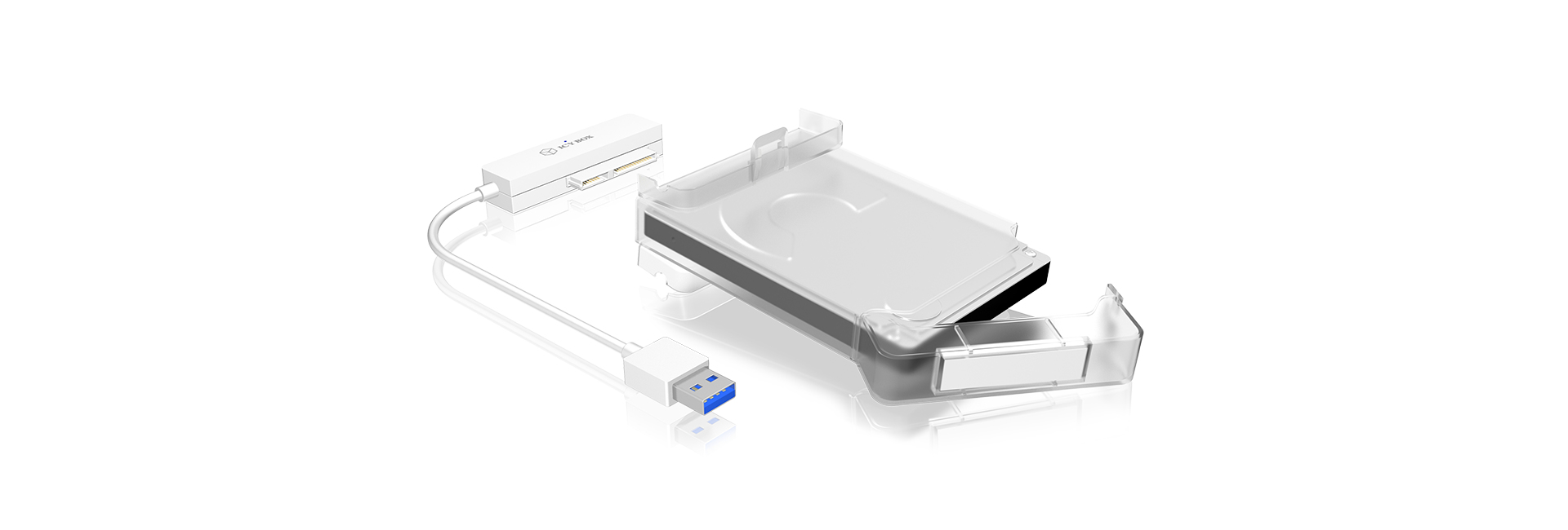 ICY BOX | Ext. HDD-Gehäuse, 1x SATA 2,5" zu 1x USB 3.2 Gen 1, inklusive Schutzbox | transpar.