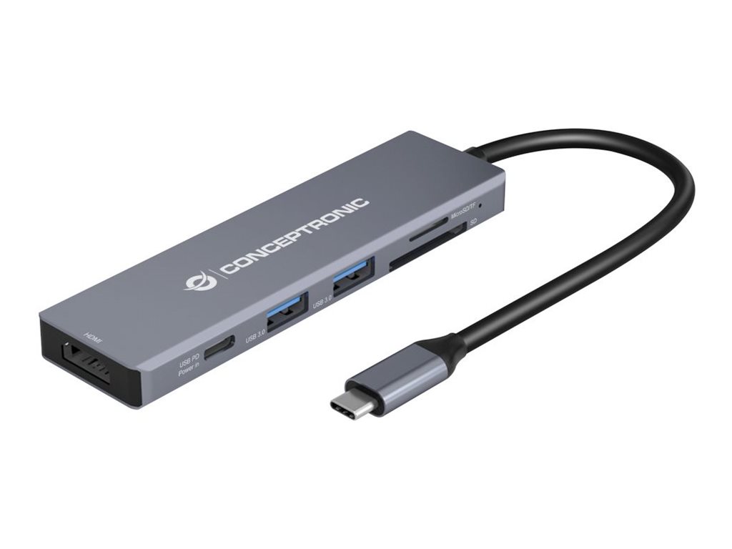 CONCEPTRONIC Dock USB-C->HDMI,2xUSB3.0,SD,100W PD   0.12m gr