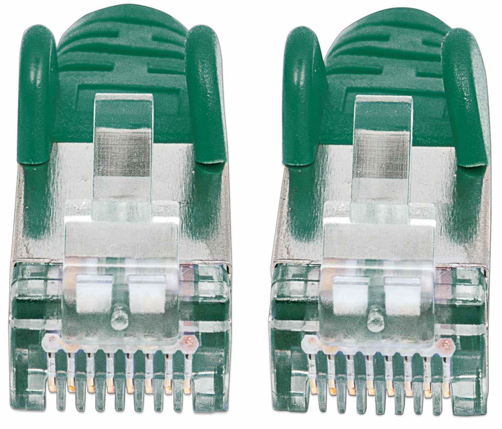 Intellinet Network Patch Cable, Cat7 Cable/Cat6A Plugs, 1m, Green, Copper, S/FTP, LSOH / LSZH, PVC, RJ45, Gold Plated Contacts, Snagless, Booted, Polybag - Patch-Kabel - RJ-45 (M)