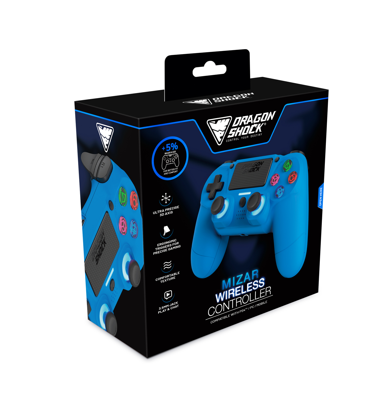 Dragonshock Mizar Game Pad blau, kabellos (PS4)