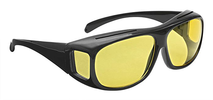 Nachtsicht-Überziehbrille, schwarz, polarisiert, gelbe Gläser