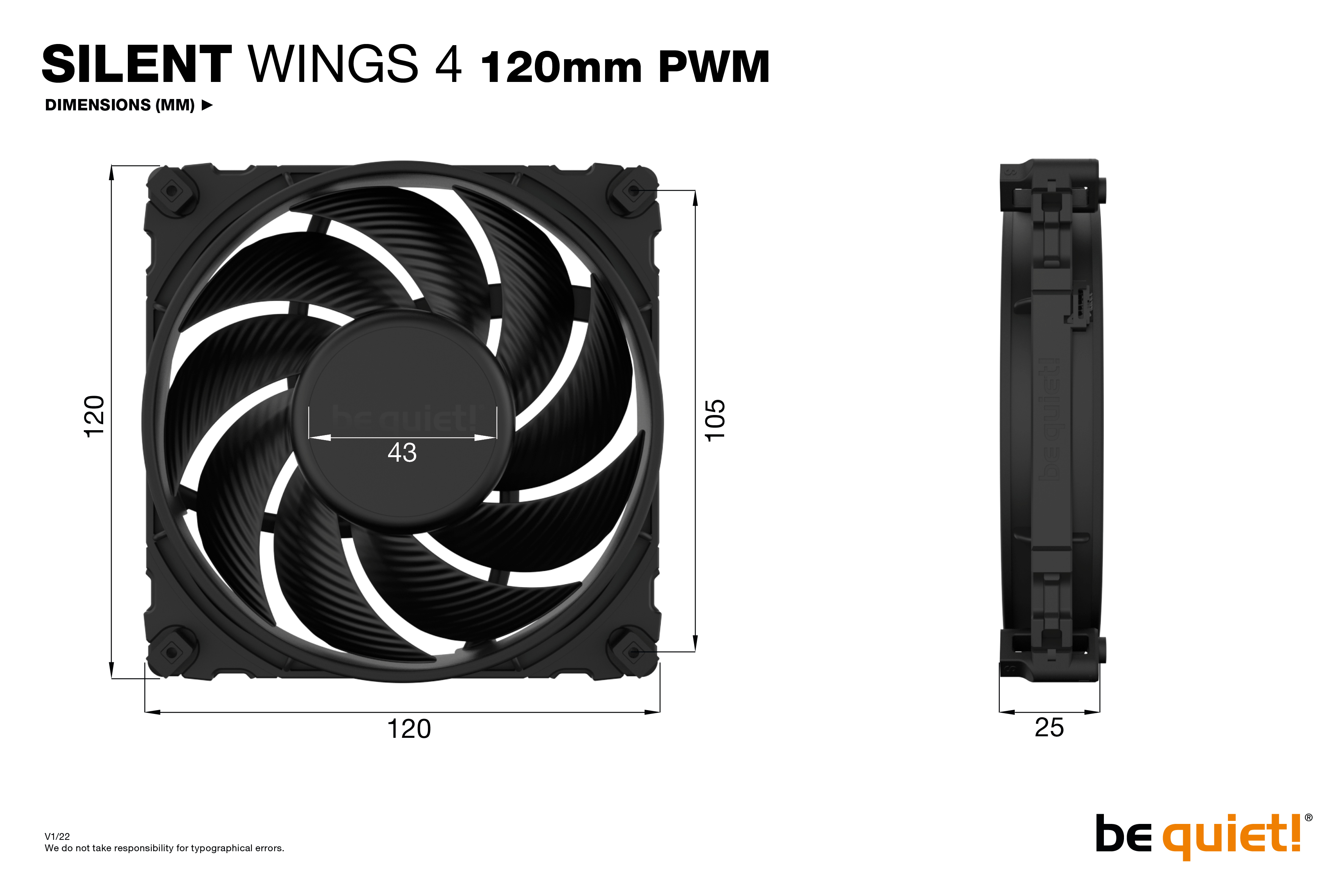 be quiet! Silent Wings 4 - schwarz - 120mm Gehäuselüfter Single-Pack