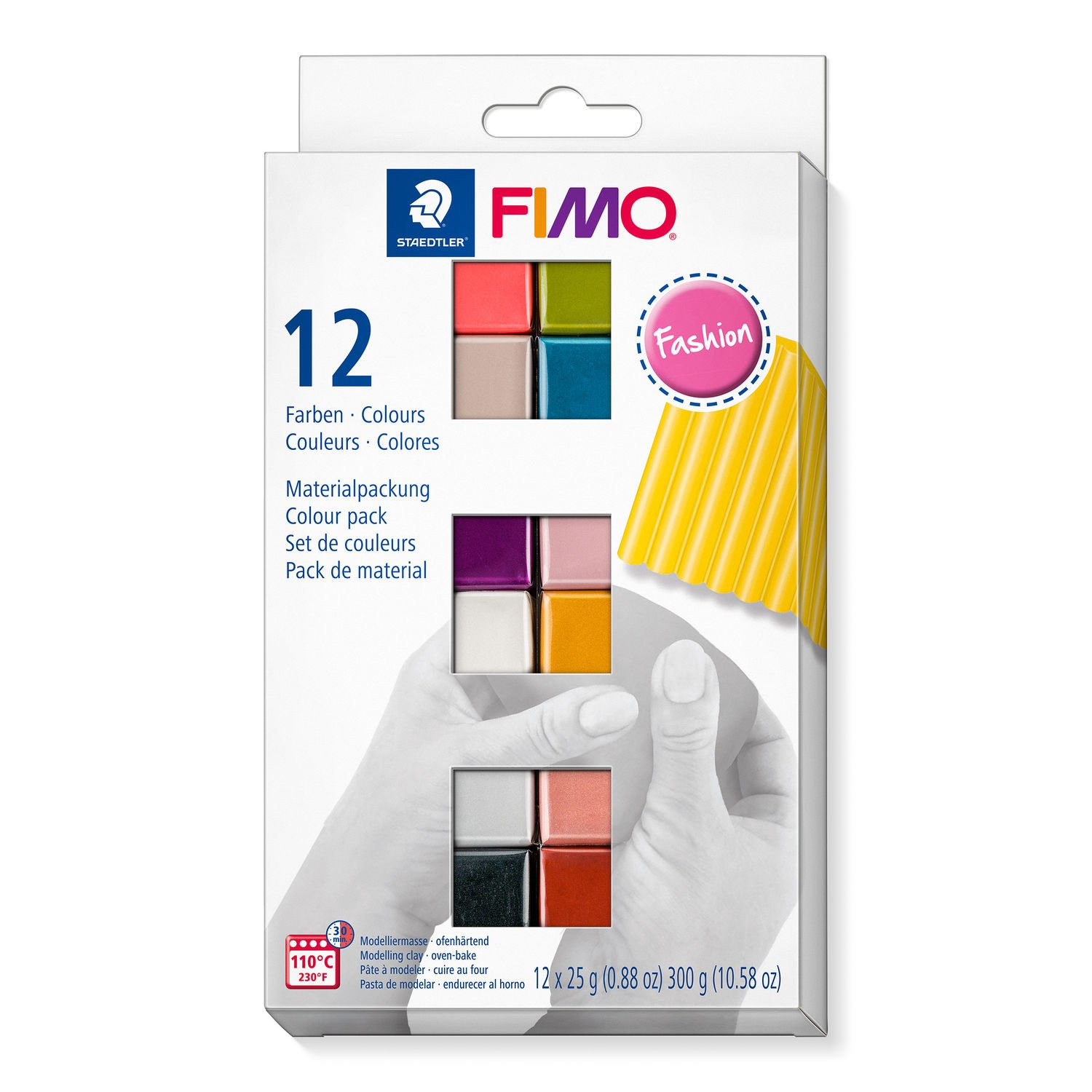 STAEDTLER FIMO 8023 C - Modellierton - Schwarz - Blau - Kupfer - Gold - Perleffekt - Pink - Rose - Silber - Graubraun - Violett - 12 Stück(e) - 12 Farben - 110 °C - 30 min