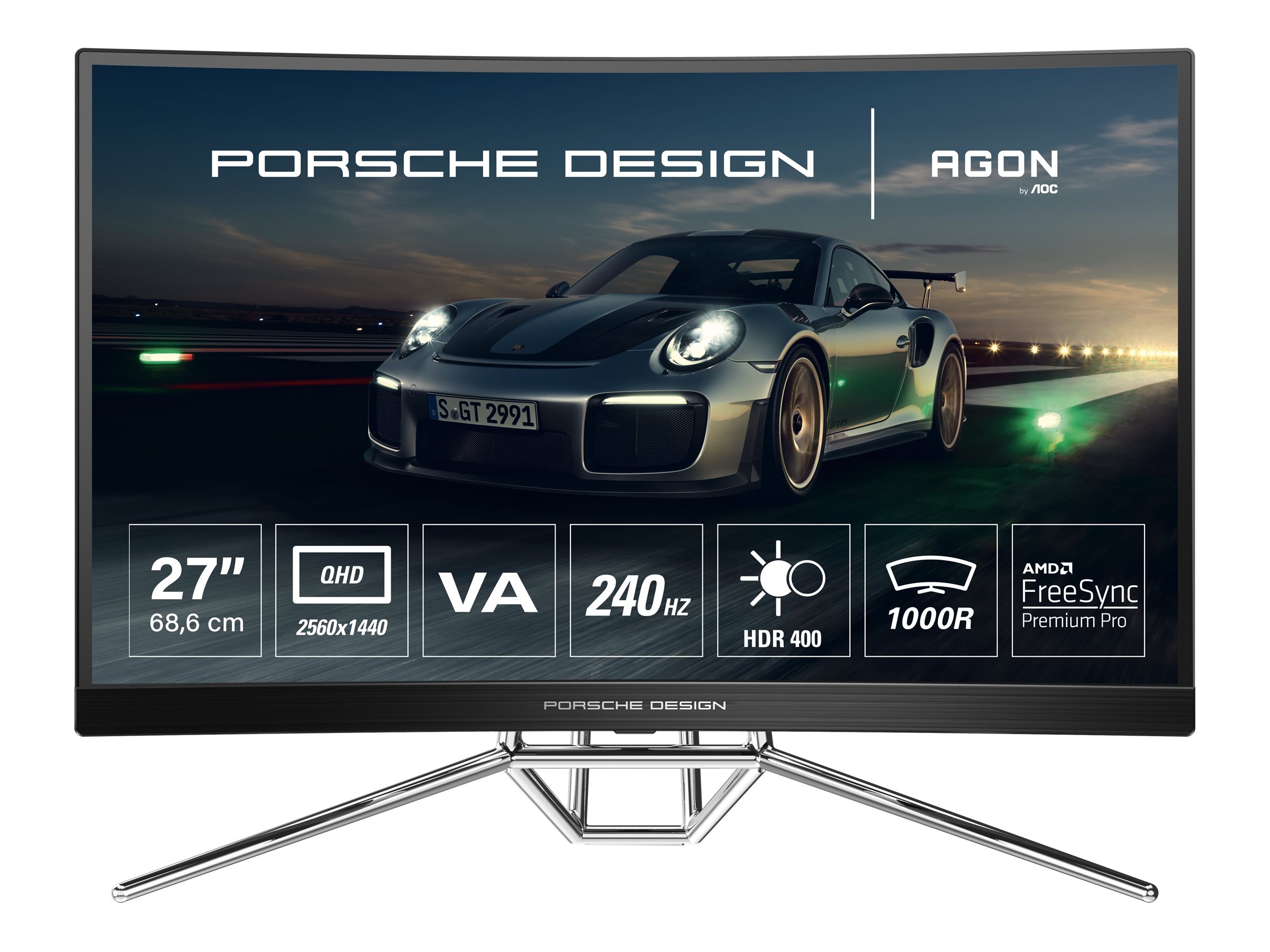 AOC Gaming PD27 - Porsche Design - AGON Series - LED-Monitor - gebogen - 69 cm (27")