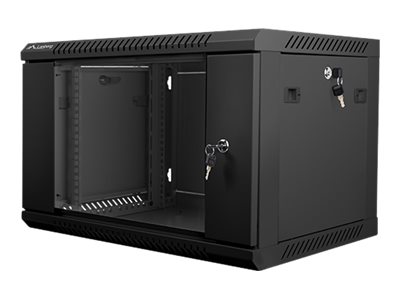 19"  6U 600x450 Wandgehäuse Glastür (FlatPack) sw