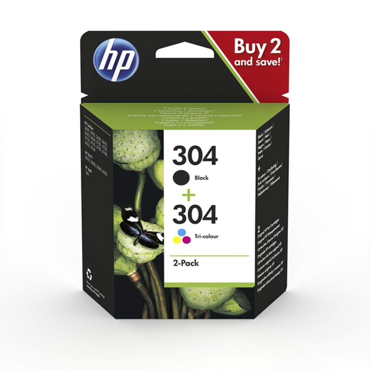 HP 304 Combo Pack - 2er-Pack - Schwarz, Farbe (Cyan, Magenta, Gelb)