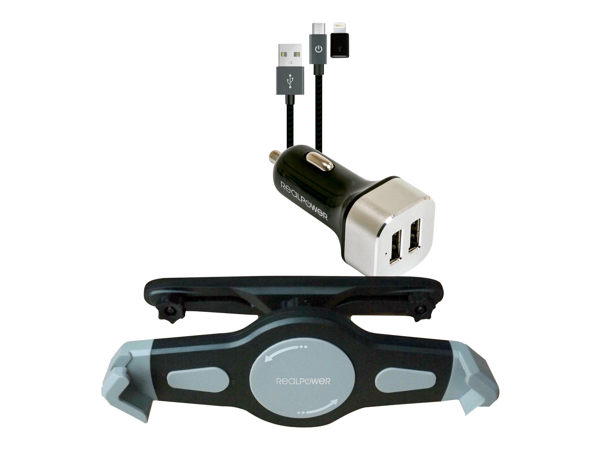 Ultron Realpower Tablet Car Set - Auto-Netzteil - 2.4 A - 2 Ausgabeanschlussstellen (2 x USB)