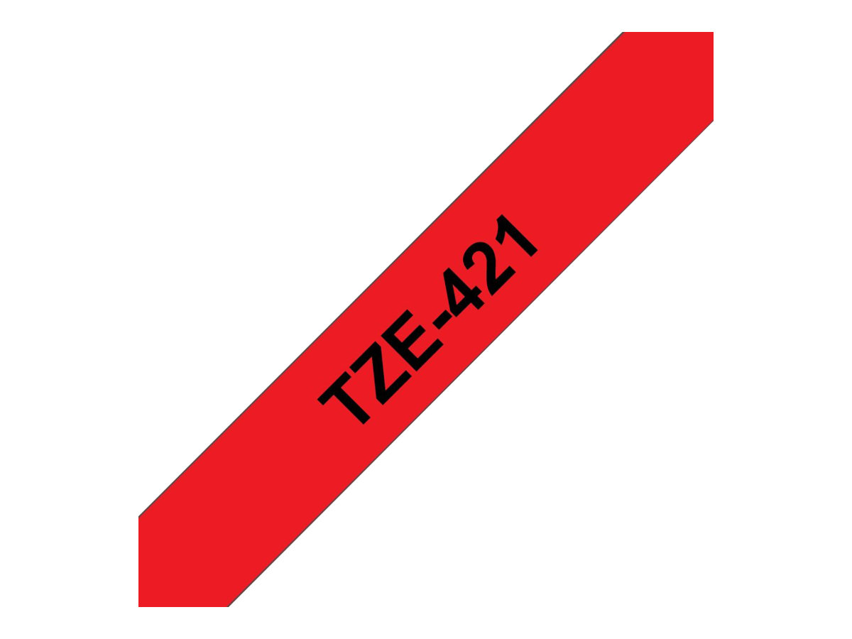 Brother TZe-421 - Standard-Klebstoff - schwarz auf rot - Rolle (0,9 cm x 8 m)