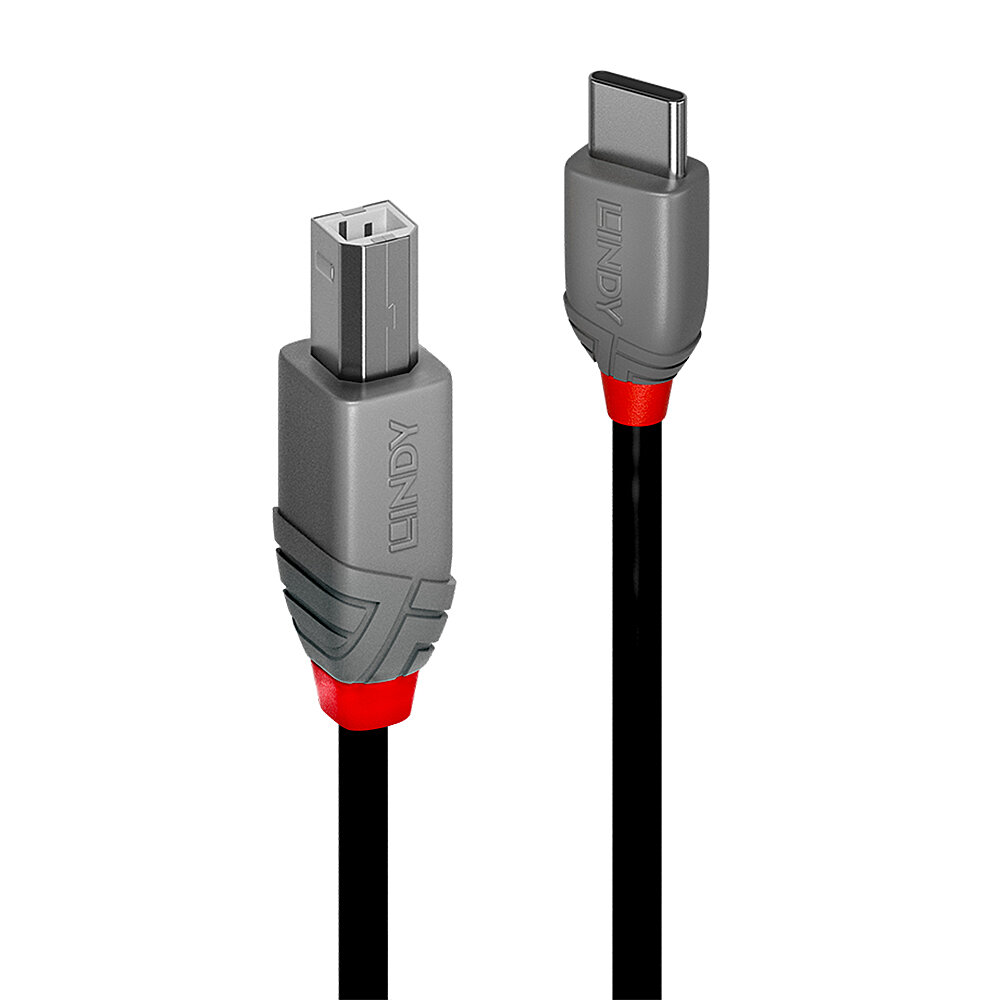 Lindy | 3m USB 2.0 Typ C an B Kabel, Anthra Line