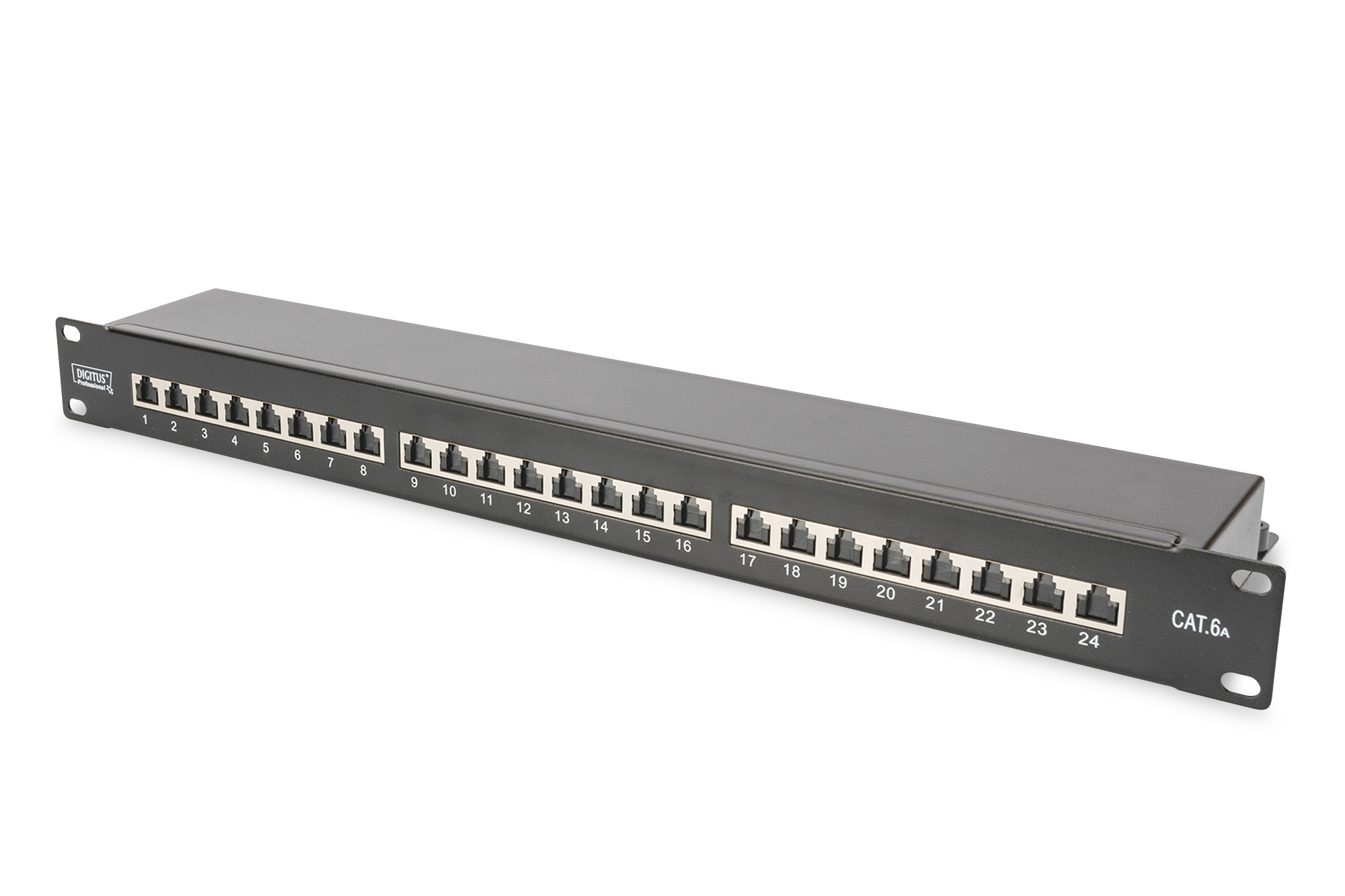 Patchpanel 1HE 24-Port Cat6a geschirmt schwarz