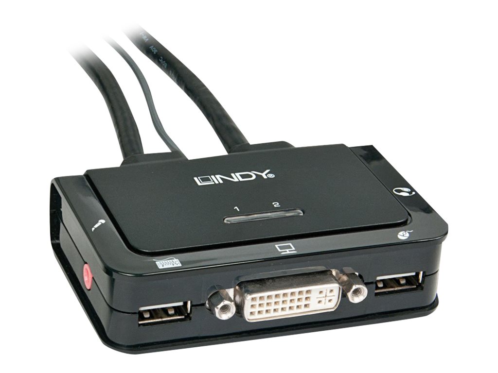 Lindy | 2 Port KVM Switch Compact, DVI-D Single Link, USB 2.0 & Audio