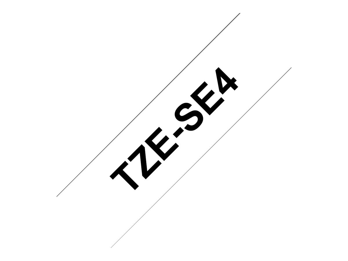 Brother TZe-SE4 - Manipulationssicherer Kleber - Schwarz auf Weiß - Rolle (1,8 cm x 8 m)