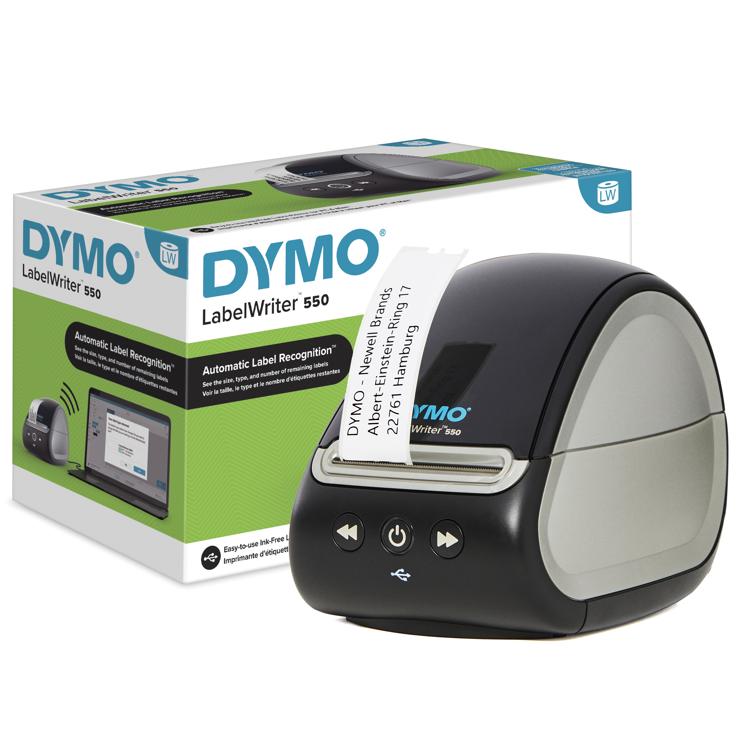 DYMO | LabelWriter 550 | Etikettendrucker für bis zu 62 Etiketten/Minute | USB | 300 dpi. Thermodirekt | für Etiketten bis 60mm Breite