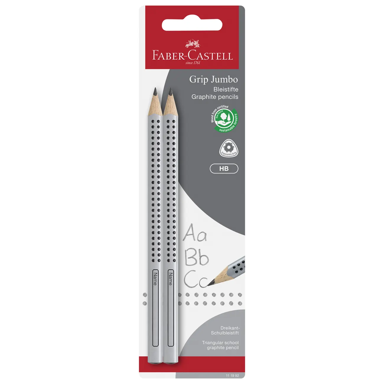 FABER-CASTELL Bleistift Jumbo Grip HB 2er Blisterkarte