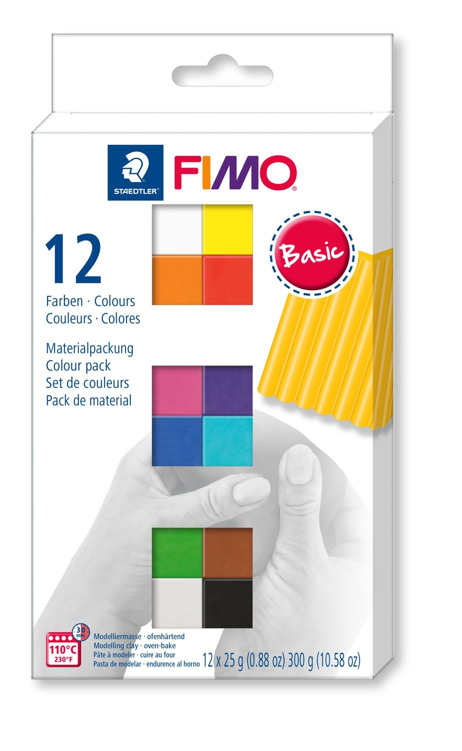 STAEDTLER Fimo Modelliermasse Soft Mehrfarbig - Knetmasse - Gemischte Farben - Erwachsene - 12 Stück(e) - 110 °C - 30 min
