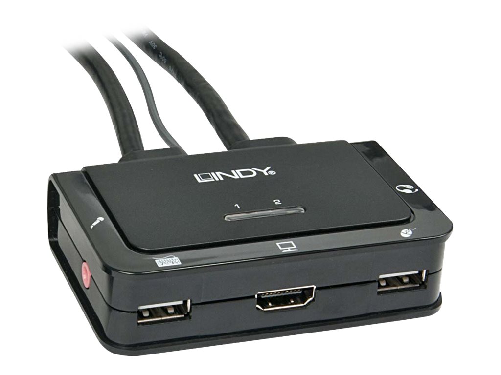 Lindy | 2 Port Kabel KVM Switch, HDMI 4K30, USB 2.0 & Audio