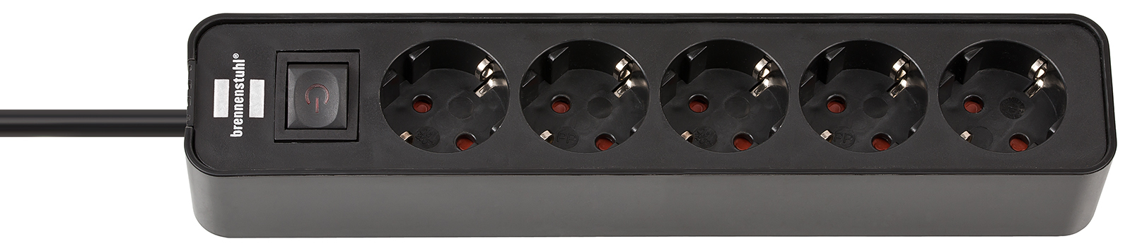Steckdosenleiste | Ecolor 5-x schwarz/schwarz Schalter 1,5m