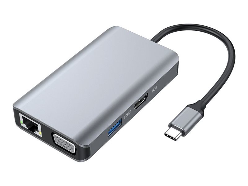 CONCEPTRONIC Dock USB-C->HDMI,VGA,GbE,3xUSB3.0,100WPD 0.25m