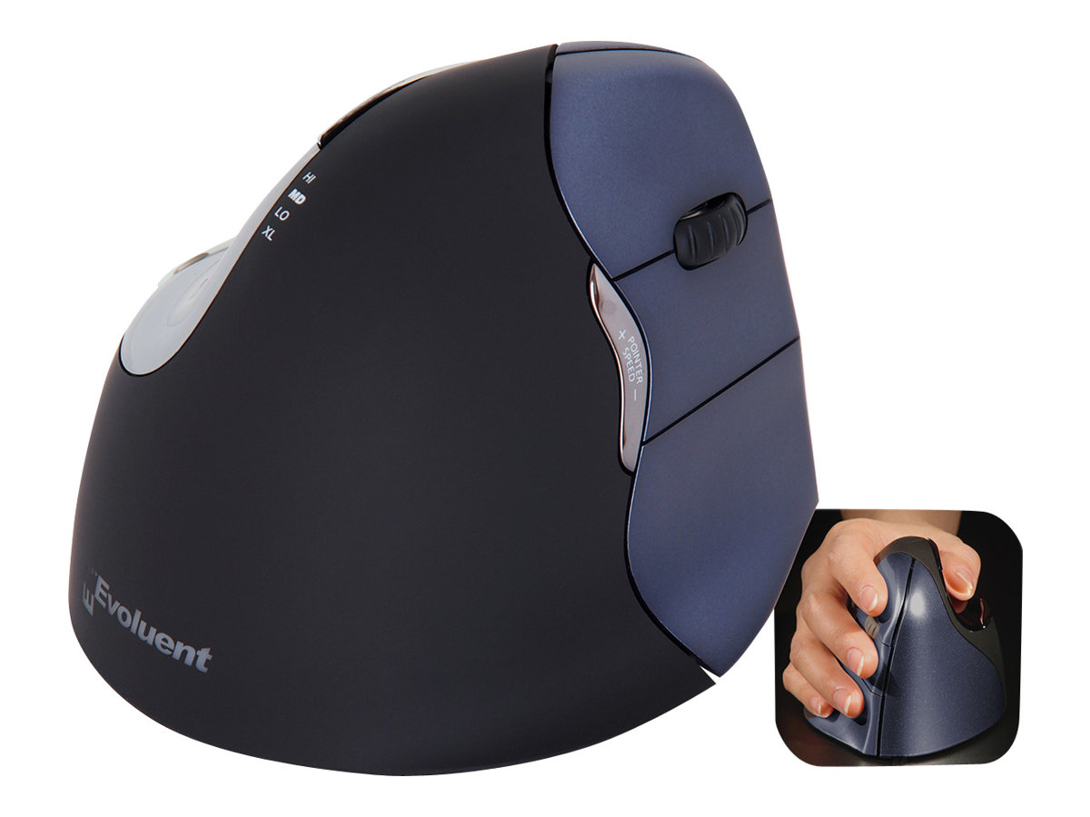 Evoluent VerticalMouse 4 Right - Vertical mouse - Für Rechtshänder - Laser - 6 Tasten - kabellos - 2.4 GHz - kabelloser Empfänger (USB)