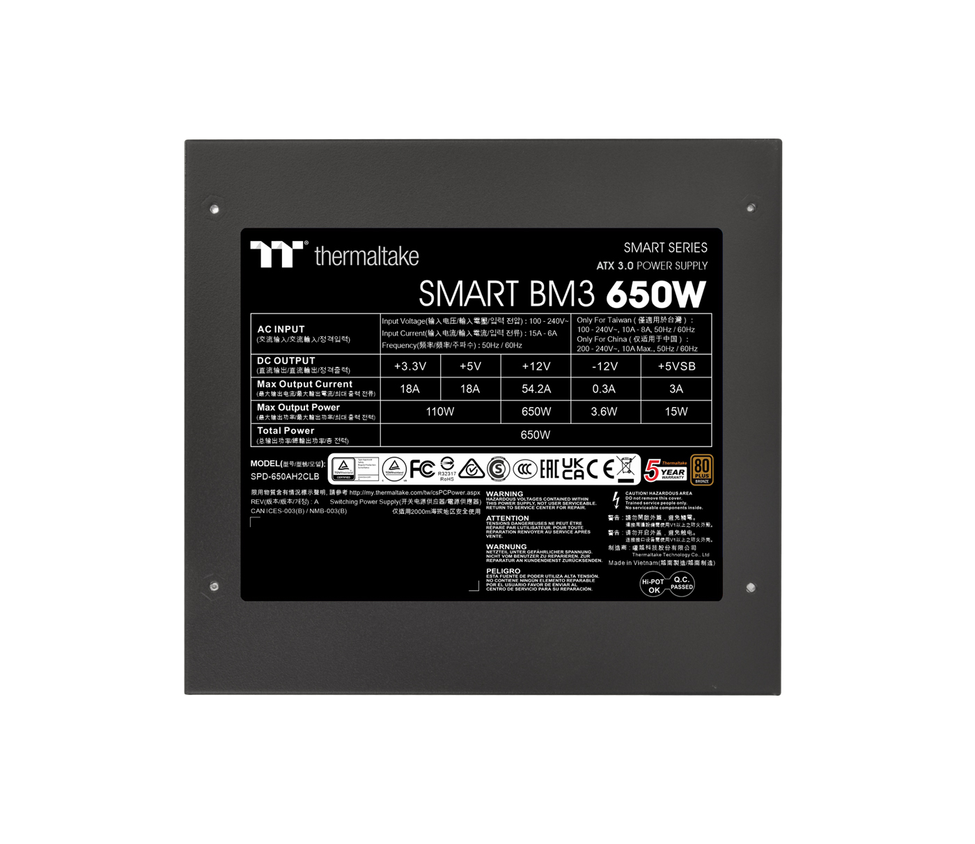 Thermaltake Smart BM3 ATX 3.0 650W ATX-Netzteil Teilmodular 80+ Bronze
