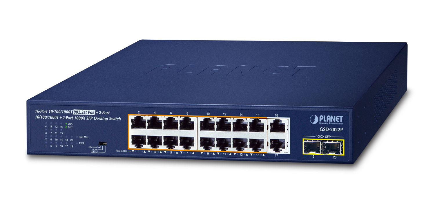 16-Port GE 802.3at+ 2-Port+ 1000X SFP - Switch - Kupferdraht