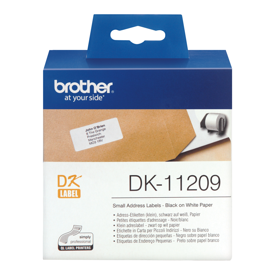 Brother DK-11209 - Schwarz auf Weiß - 800) Adressetiketten