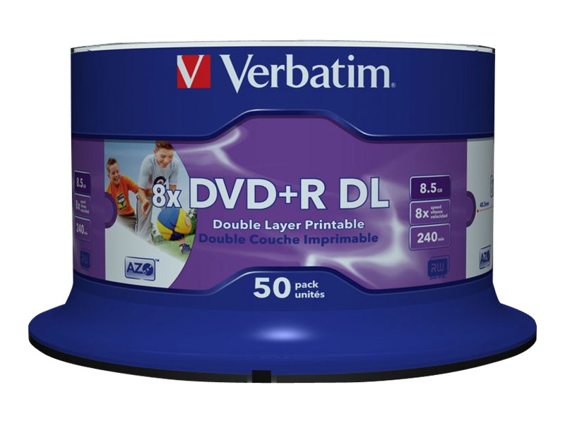 Verbatim 50 x DVD+R DL - 8.5 GB 8x - mit Tintenstrahldrucker bedruckbare Oberfläche