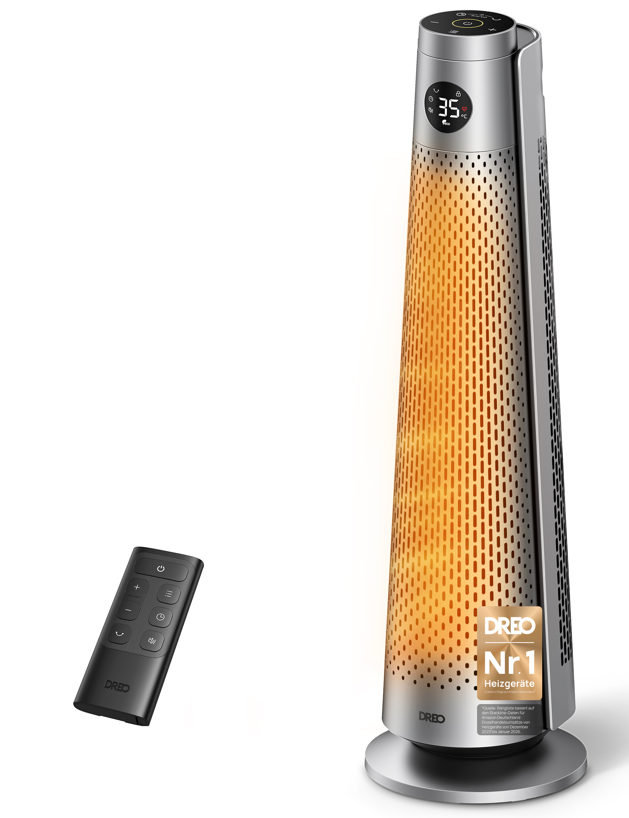 HSH008 Keramik-Heizlüfter 1.500 W mit 70°-Oszillation, Schwarz/Grau