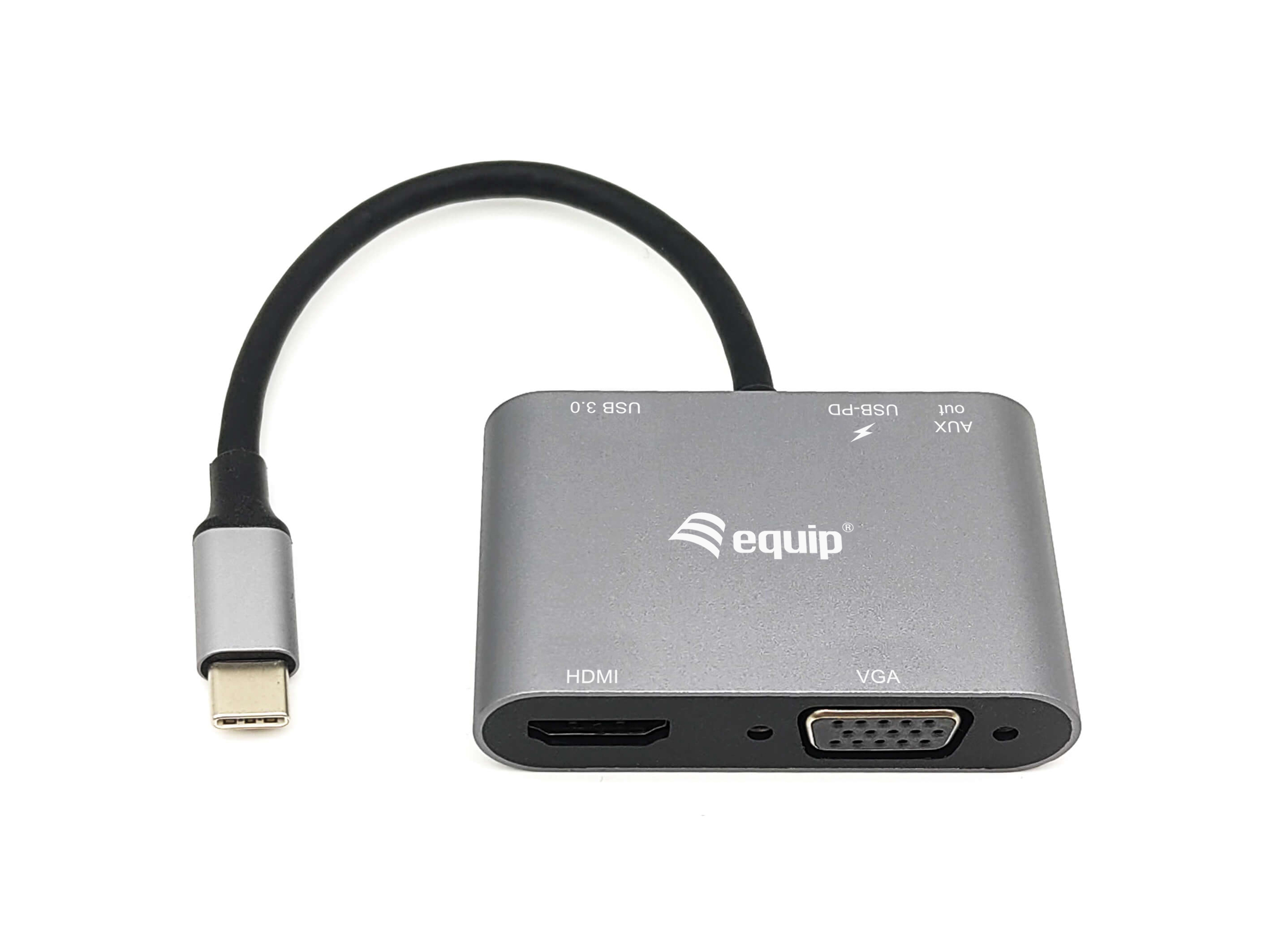Equip Adapter 5in1 USB-C->HDMI VGA/USB3.0 PD AUX 4K60Hz 0.15 - Adapter - Digital/Daten