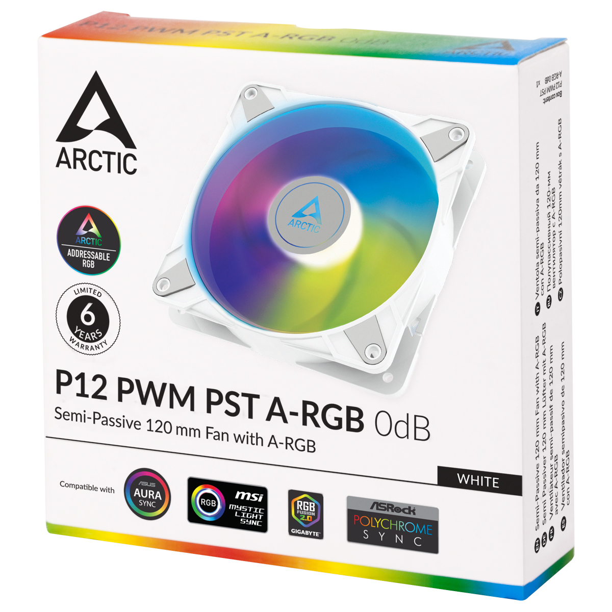 Arctic P12 PWM PST A-RGB 0db - weiß - 120mm - Gehäuselüfter Single-Pack