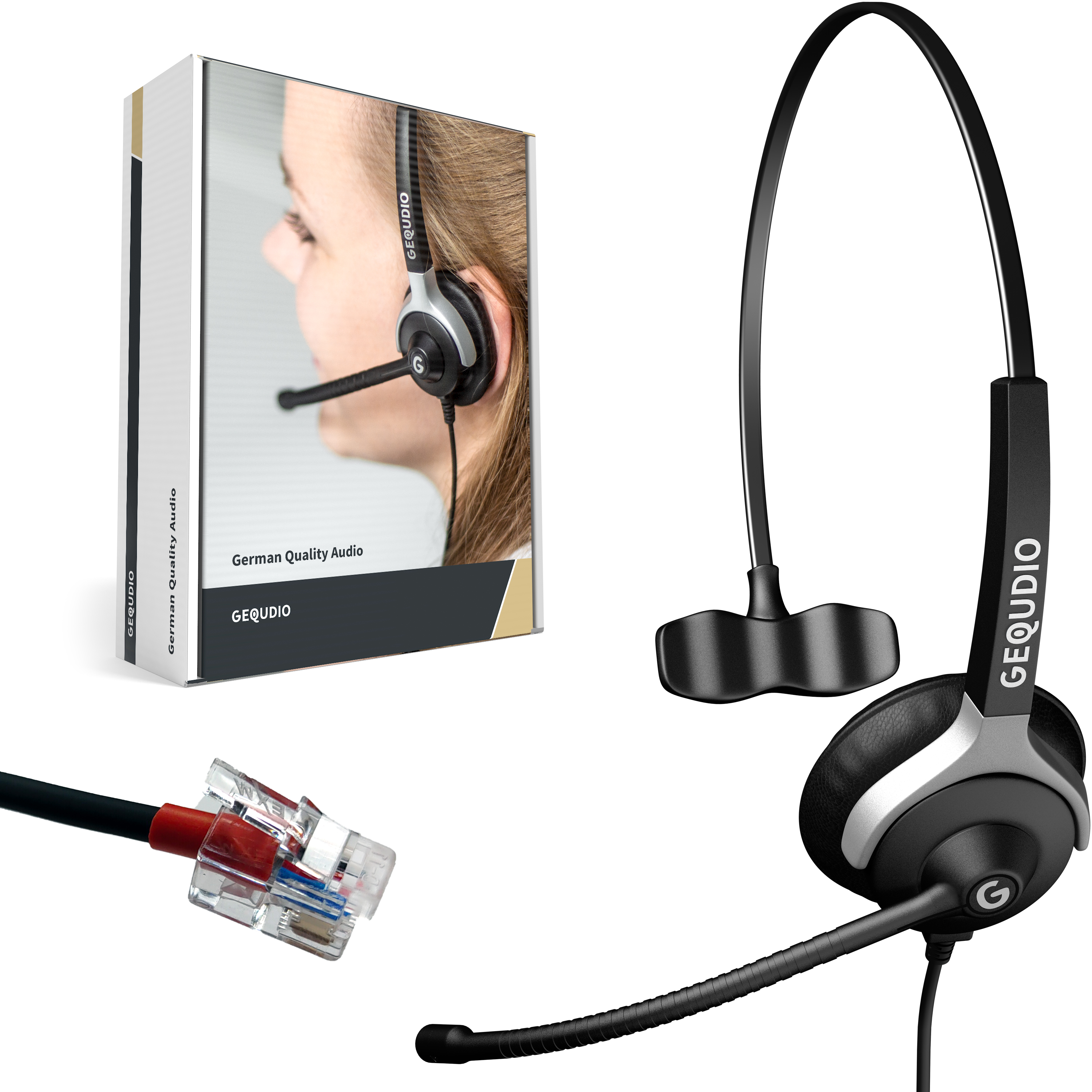 Gequdio Headset 1-Ohr für Yealink Snom Grandstream mit Kabel