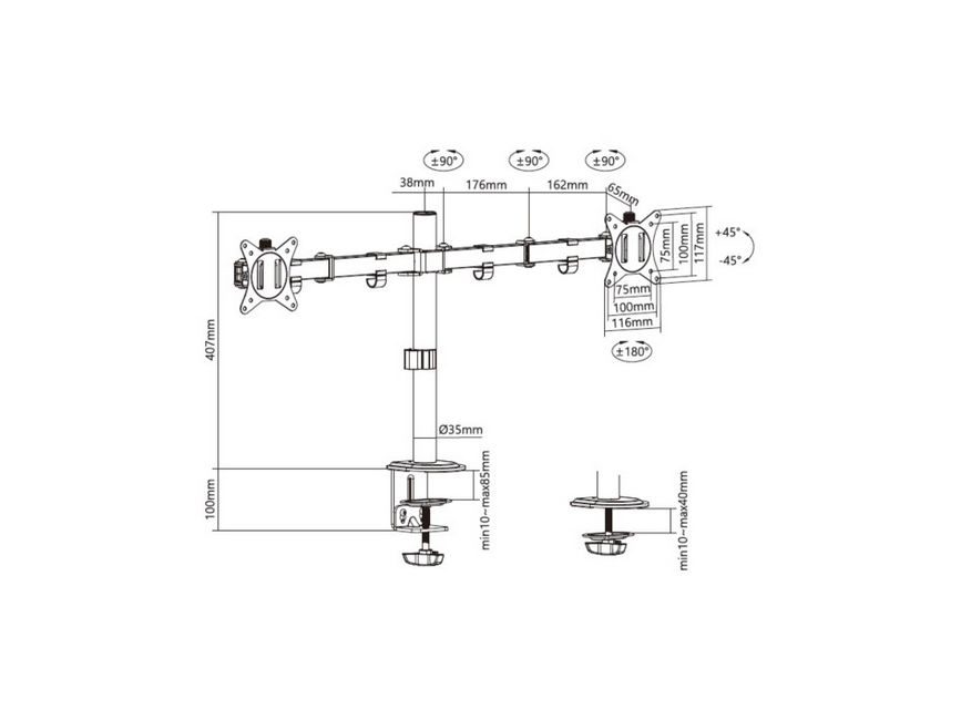 Equip Tischhalterung 17"-32"/ 2TFT je 9kg 360°            ws retail