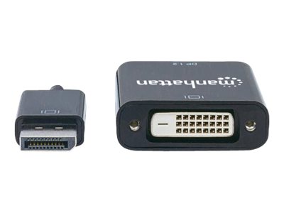 Manhattan DisplayPort 1.2a to DVI-D 24+1 Adapter Cable, 1080p@60Hz, 23cm, Male to Female, Active, Equivalent to Startech DP2DVIS, Compatible with DVD-D, Black, Three Year Warranty, Polybag - Display-Adapter - Dual Link - DisplayPort (M)
