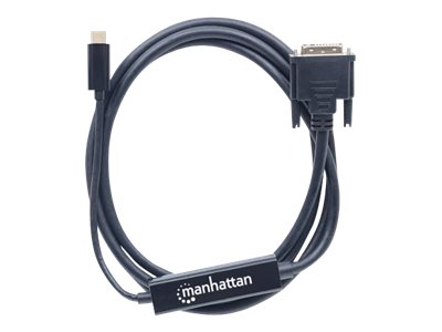 Manhattan USB-C to DVI Cable, 2m, Male to Male, 2520x1600@60Hz, supports 1080p HD Video Aspect Ratio 16:10, Compatible with DVD-D, Black, Three Year Warranty, Polybag - Videokabel - USB-C (M)